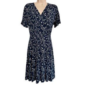 41 Hawthorn Elisse Knit Stitch Fix Size Small Navy White Stretchy Wrap Dress NWT